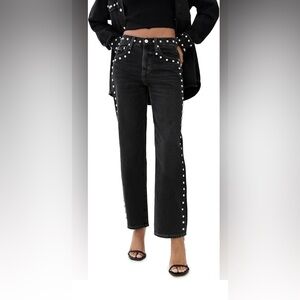 Pistola Black Studded Flare Jeans